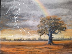 lightning bolt and rainbow